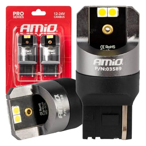 AMiO LED CANBUS PRO Série 7440 T20 W21W 4 x 3030 SMD Blanc 12/24 V