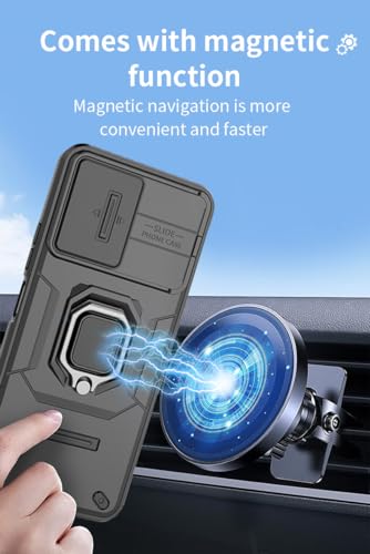 Image of CamShield Pro Case with Slide Camera Protection and 360 Protection Ring Stand Bumper Back Case Cover for Mi Redmi 13C 4G (Blue)