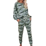 Chándal Informal para Mujer Sudadera de 2 Piezas Top Manga Larga + Pantalones Cortos Traje Deportivo con Efecto Tie-Dye Ropa de casa para el hogar Monos de Casuales con Efecto con Bolsillos Chándal