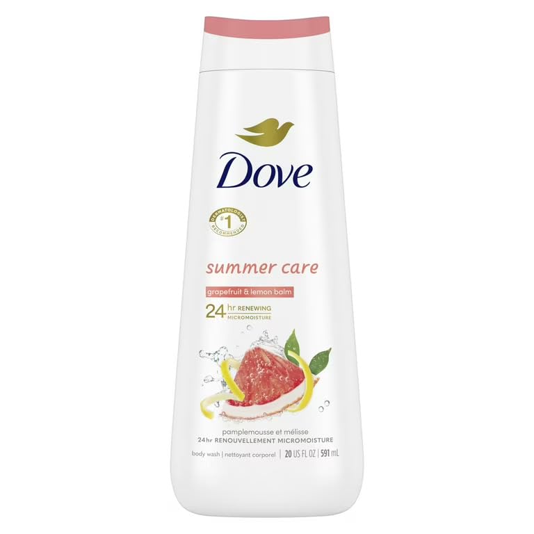 Image of Dove Summer Care Body Wash Grapefruit & Lemon Balm, 591ml | 24hr Renewing MicroMoisture | Sulfate-Free, Paraben-Free | Gentle, Moisturizing Cleanser for Soft, Healthy-Looking Skin