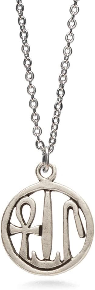 Health, Life & Happiness Necklace - Antique Silver Finish - Egyptian Hieroglyphic Symbols