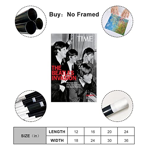 Poster sur toile The Beatles Invasion – Décoration de chambre à coucher – Paysage sportif – Décoration de bureau… - Les Beatles, Paul McCartney, John Lennon, RIngo Starr, George Harrison Poster sur toile The Beatles Invasion - Décoration de chambre à coucher - Paysage sportif - Décoration de bureau… – Image 3