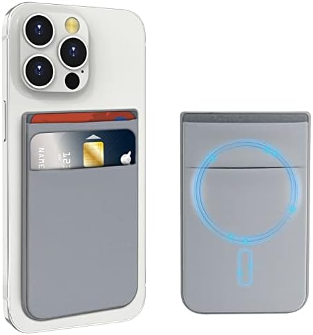 CloudValley Magnetic Card Wallet Designed for iPhone MagSafe, Stretchy Lycra Double Pocket Credit ID Card Holder Case for Back of iPhone 14 / iPhone 13 & 12 Series, Mag Safe Base Accessories, Gray