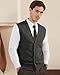 Kallspin Men's Sweater Vest Wool Blend V-Neck Button Sleeveless Cardigan Vest Sweater (Charcoal, Medium)