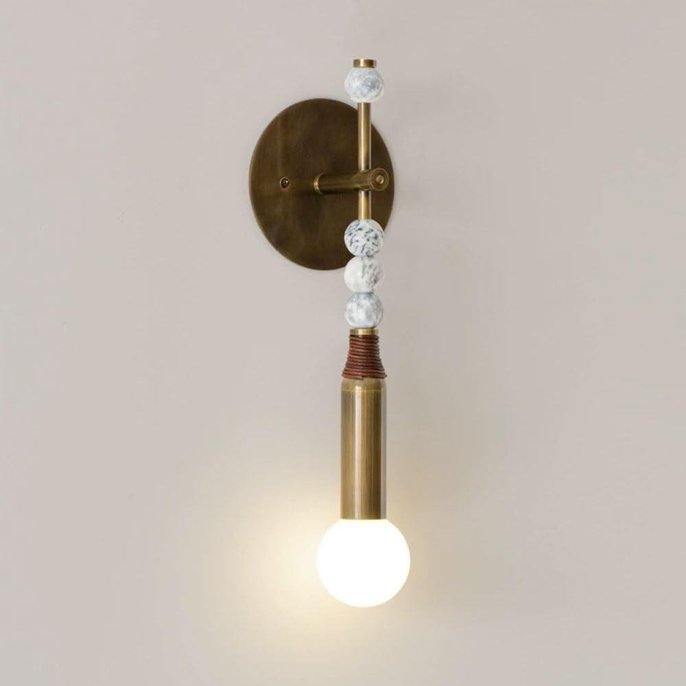 TONFON Vintage Industrial Wall Lamp Copper Marble Wall Sconce Indoor Lighting Wall Mounted Lamp for Bedroom Bedside Living Room Study Room Corridor Entryway Restaurant