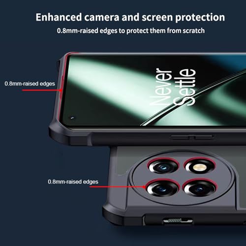 Image of for Oneplus 11 Transparent Case [Compatible with Magsafe] Soft TPU Bumper + Acrylic Back Military Grade Airbags Shookproof Drop Protection,Magnetic Black