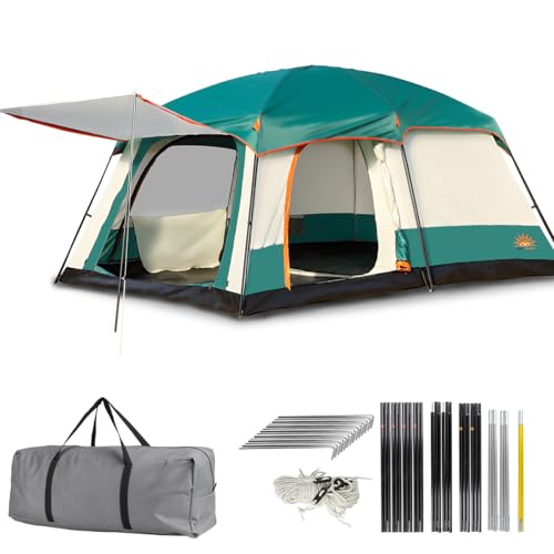 New Hawaii Barraca de Camping Família Acampamento 8/9/10 Pessoas com Grande Varanda, 2 Quartos 1 Sala de Estar, Tenda Família à Prova D'água，Adequado para Uso com o Erço SSM40B (Verde- Médio)