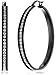FUNRUN Womens Black Stainless Steel Cubic Zirconia Hoop Earrings