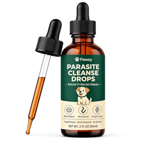 Pawsy Parasite Cleanse Drops Pawsy Parasite Drops Promotes Healthy Gut Six Natural Herbal Actives Applicable to All Stages of Dogs-2 fl oz.