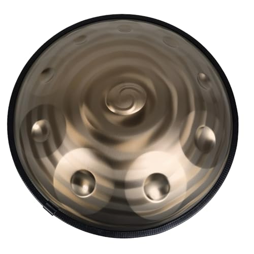 432HZ Handpan Steel Instrument D Minor 12 Notes Handpan Drum Meditation 10 Notes Hand Pan with Hand Drum Stand Soft Hand Pan Bag Mallets (Color : 12 notes, Size : Coffee-440H)