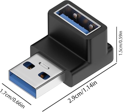 Image of CARE CASE 90 Degree USB 3.2 Adapter Up and Down Angle Type A Male to Female Connector USB L Shape Extender Supports 10Gbps Data Transfer & Charging PC, Laptop, Hard Drive, Keyboard.(Black ZC-039-HA)