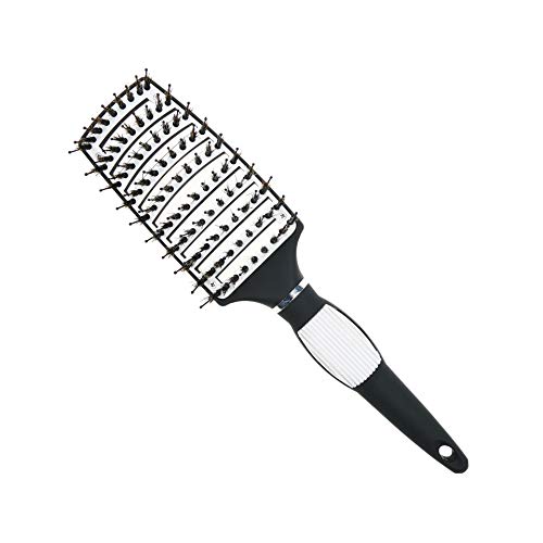 Curved Vented Boar Bristle Detangling Brush,Barber Styling Hair Brush Detangler Blow Drying Brush with Super Soft Flexible Ionic Bristles for Long/Short, Thick, Curly Hair for Women and Men