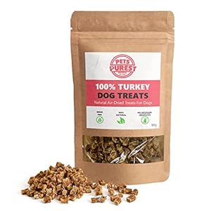 Pets Purest Natural Dog Treats with 100% Turkey – Tasty Grain Free, Low Fat & High in Protein Hypoallergenic Training Snack Chews for Dog, Puppy & Senior (100g)