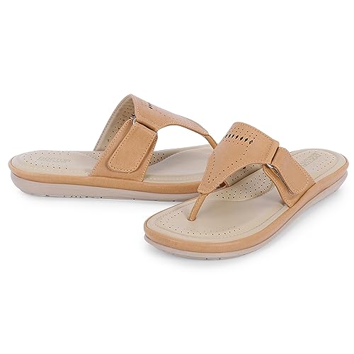 Image of DOCTOR EXTRA SOFT Women's Flat Memory Foam Slippers /Flip-Flops Fashion Stylish Casual Comfortable Diabetic Orthopedic Lightweight Synthetic Slip-On Sandals With Adjustable Strap For Girls D-608