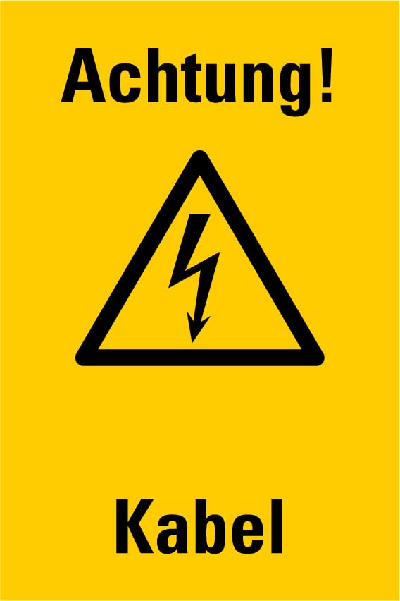 Aufkleber Warnzeichen „Achtung! Kabel“ Warnung...