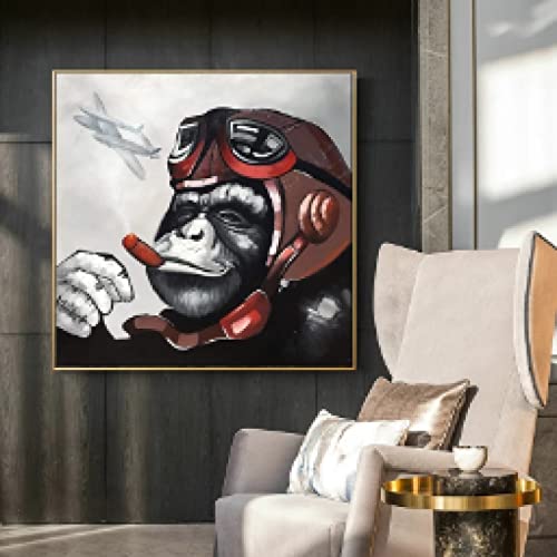 Singe Gorille Fumer Peinture Abstraite Moderne Affiches Salon 60x60