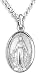 Women's Sterling Silver Small Oval Miraculous Pendant Oval Matte Finish + 18 Inch Rhodium Plated Chain