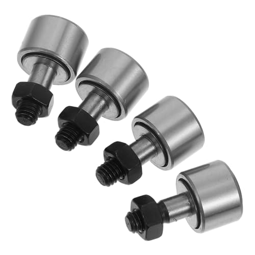 SOLUSTRE 4pcs Steel Stud Type Cam Follower Needle Roller Bearing for Guide Rail, Track Runner Bearing, Reducing Friction