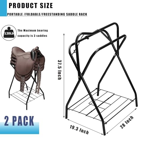 image for HDYEGY 2 Pack Saddle Rack Portable Folding Horse Saddle Stand for Engl