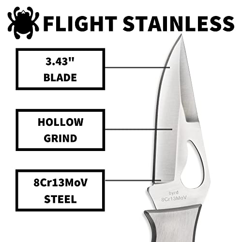 Spyderco Byrd Flight Mid-Sized Knife With 3.33" Steel Blade And Durable Stainless Steel Blade - Plainedge - By05Pi #TOP2