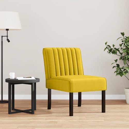 vidaXL Silla Tapizada, Butaca de Respaldo Alto, Sillón Sofá Auxiliar de Descanso, Silla Decorativa para Salón Dormitorio, Terciopelo Amarillo - imagen 2