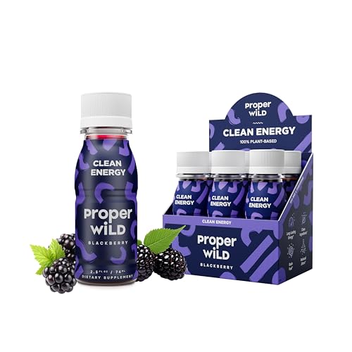 Proper Wild Clean Energy Shots for Focus, Blackberry, 6-Pack