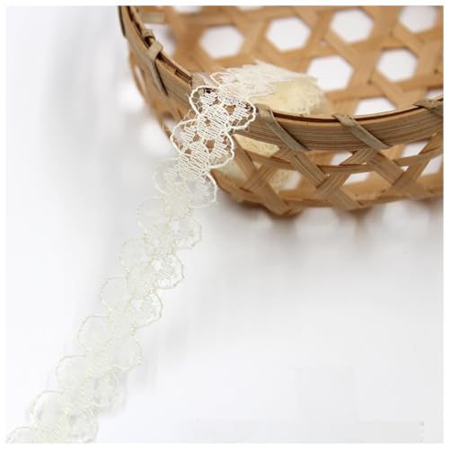 Wisafory Cinta de encaje de 10 yardas, cinta decorativa, cinta de encaje, cinta de tela para manualidades, cinta de encaje, decoración para ropa, álbumes de recortes, caja de regalo, beige