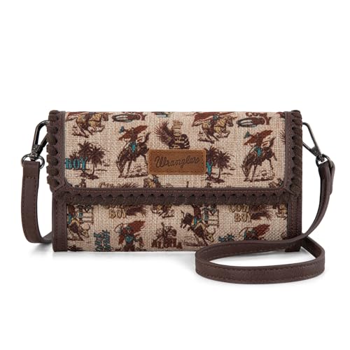 Wrangler Cowboy Print Small Crossbody Bags for Women Western Wristlet Wallet