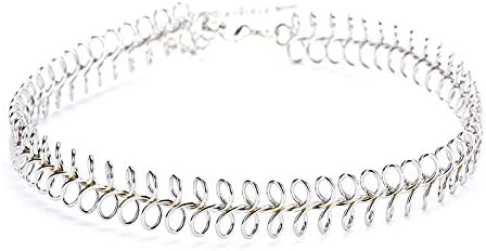 Henna Choker Wire Ring Dainty Tiny Link Chain Necklace Silve Gold Gunmetal Jewelry for Women (silver)