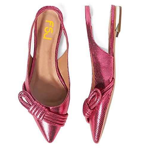 FSJ Women Stylish Pointed Toe Low Heel Flats Slip On Slingback Casual Summer Walking Daily Office Ladies Shoes Size 4-15 US2