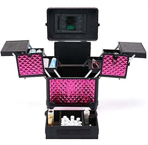 BYCDD Trolley Kosmetikkoffer Schminkkoffer, Multikoffer Etagenkoffer Artist Trolley mit 360° Rollen und Make-up Koffer… – Bild 5