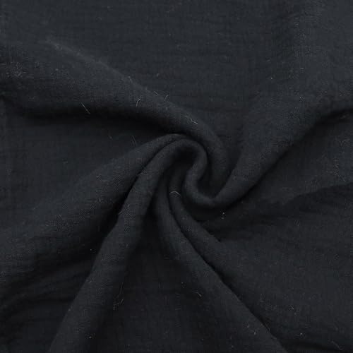 David accessories Cotton Double Layers Gauze Fabric by The Yard 39x53inch Crinkle Fabric Crafts Home Dcor Photoshoots DIY Projects (Black)