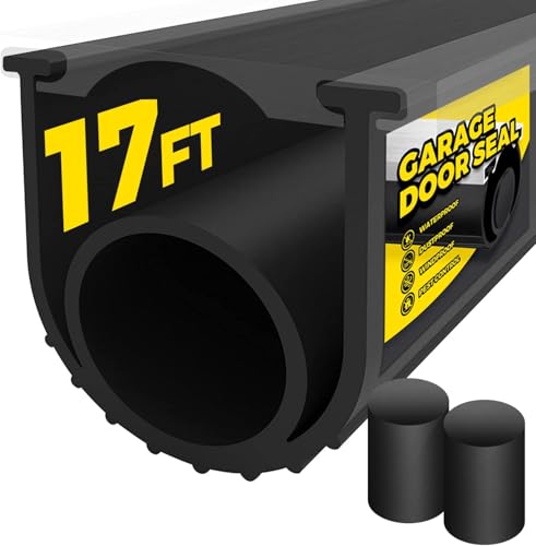 Holikme Garage Door Seals Bottom Rubber,Flexible Rubber Garage Door Seal,Door Threshold, Weather Stripping Kit Seal Strip Replacement,5/16 Inch T-End, 3.74 Inch Width (17Ft, Black) by Holikme - Used condition - CA$39.04