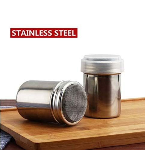 2 Shaker Per Zucchero A Velo In Acciaio Inox, Con Manico E Coperchio, A Maglia Fine, Per Cacao, Cannella, Farina