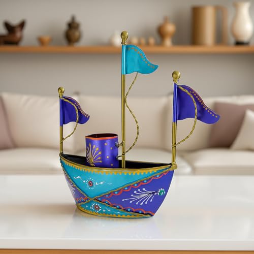 Image of CraftVatika Metal Turkish Ship Boat Naav Showpiece Tabletop Home Decorative Items for Living Room Home Decor Hall Room Desktop Side Corner, Home Decoration Items, Office Desk Organiser
