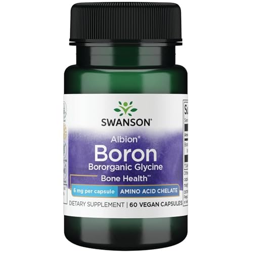 Swanson Boron from Albion - Boroganic Glycine Supplement Supporting Joint Health & Bone Health - High Absorption Formula May Support Overall Balance - (60 Capsules, 6mg Each) Swanson Boron from Albion - Boroganic Glycine Supplement Supporting Joint Health & Bone Health - High Absorption Formula May Support Overall Balance - (60 Capsules, 6mg Each)