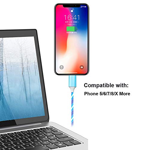 image for FLOKYU 6FT LED Charging Cable Visible Flowing Lights USB Charger Cable