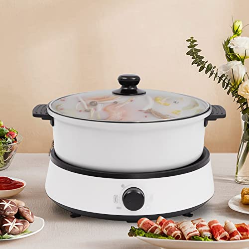 Electric Hot Pot Cooker, 4L Shabu Shabu Hot Pot, 1350W Separate Design Multifunctional, with frying, stewing, and stir-fry functions (White)
