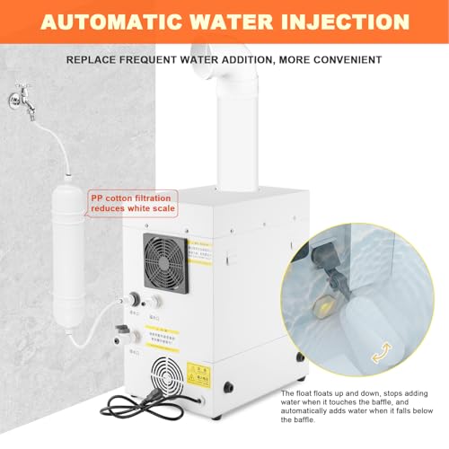 Przemysłowy nawilżacz powietrza 7000 ml/h, stal nierdzewna, automatyczne napełnianie wodą, regulowana objętość mgły do dużych pomieszczeń i szklarni, 220 V