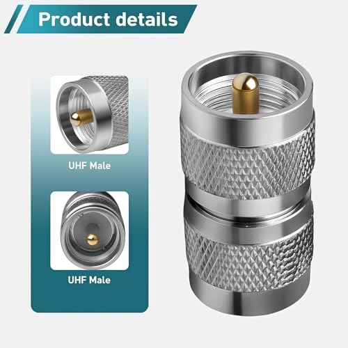 Adaptador Conector Coaxial UHF PL259 Macho a Macho, Pack 4 Pcs miniatura 2
