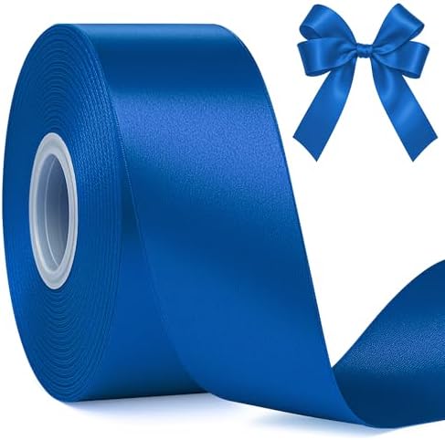 Fullive Ribbon for Gift Wrapping, 1 1/2 Inch 30 Yards Royal Blue Ribbon, Polyester Solid Ribbons for Flower Bouquet for Graduate Wedding Decorations DIY Bows Wrapping Bouquet Floral Arrangements