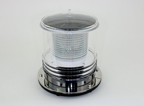 Solar Dock Warning Light - Waterproof Solar Dock Lighting - Constant On or Flashing 360 Degree Lighting - Cool White LED