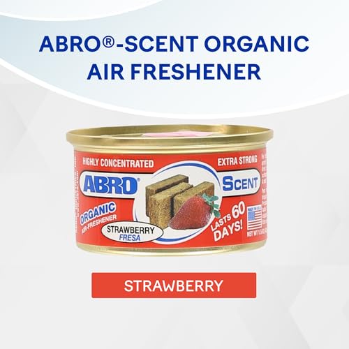 Image of ABRO Car Air Freshener Cans: Spill Proof Air Fresheners for Home, Office, or Car Accessories, Lasts Up to 60 Days - 3 Pack Strawberry Scent