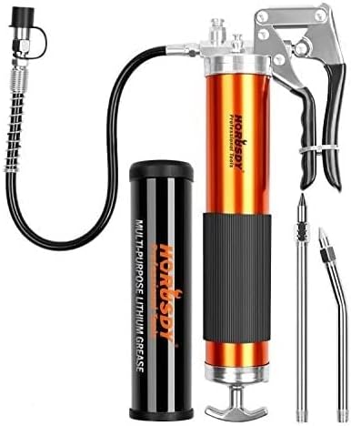 HORUSDY Grease Gun, 7000 PSI Heavy Duty Pistol Grip Grease Gun with 14 OZ. Grease & 18" Flex Hose Coupler
