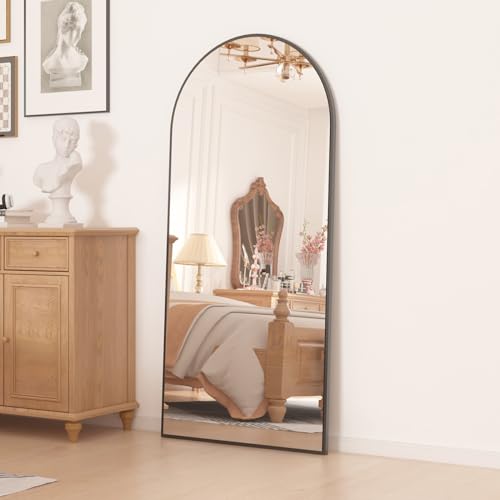 CASSILANDO Full Length Mirror165X60cm Arched Mirror, Black Floor Mirror with Standing Full Body Mirrors Hanging or Leaning Against Wall, for Cloakroom, Bedroom, Livingroom (Black) - Image 7
