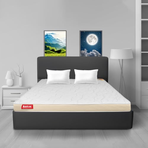 Image of Kurl-On Mattress | Mattress King Bed, Natural Coir + Memory Foam Quilt Mattress, 7-Inch Bed Mattress, Mattress King Size, Soft Foam for Comfort (78x72x7 Inches, Medium Soft)-Azurite F