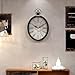 Menterry Oval Retro Wall Clock, Rustic Vintage Style, Black Antique Design, Battery Operated Silent Decor Large Wall Clocks for Kitchen,Farmhouse,Office (15.5
