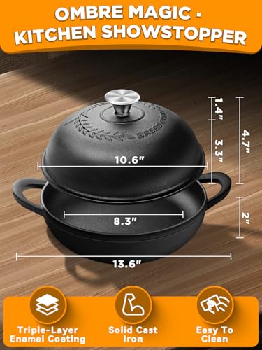 Image of Dutch Oven Bread Baking Pot with Lid 6QT Cast Iron Design & Complete Sourdough Kit (Banneton Basket, Dough Tools, Silicone Sling) for Artisan Bread Making