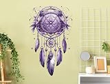 RAINBOW WSK RainbowWSK Purple Dream Catcher Wall Stickers Feathers and Flower Wall Decals DIY Removable Peel and Stick Wall Decor for Kids Girls Nursery Bedroom Living Room(C)