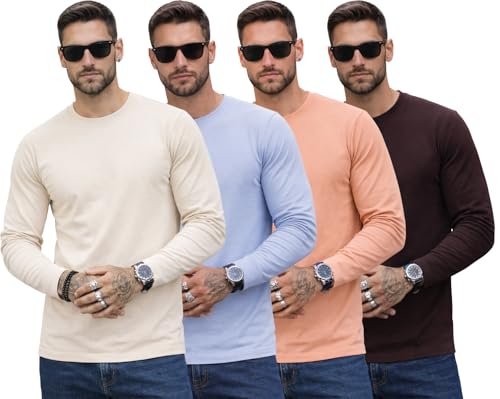 Image of RodZen 100% Pure Cotton Round Neck Regular Fit Plain Solid Full Sleeve T-Shirt Combo for Men & Boys (Pack of 4 Available in Size S to 2XL)